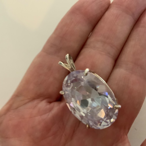 Lavender Glass Stone Pendant AMAZING! 1.5” 1” - Picture 7 of 7